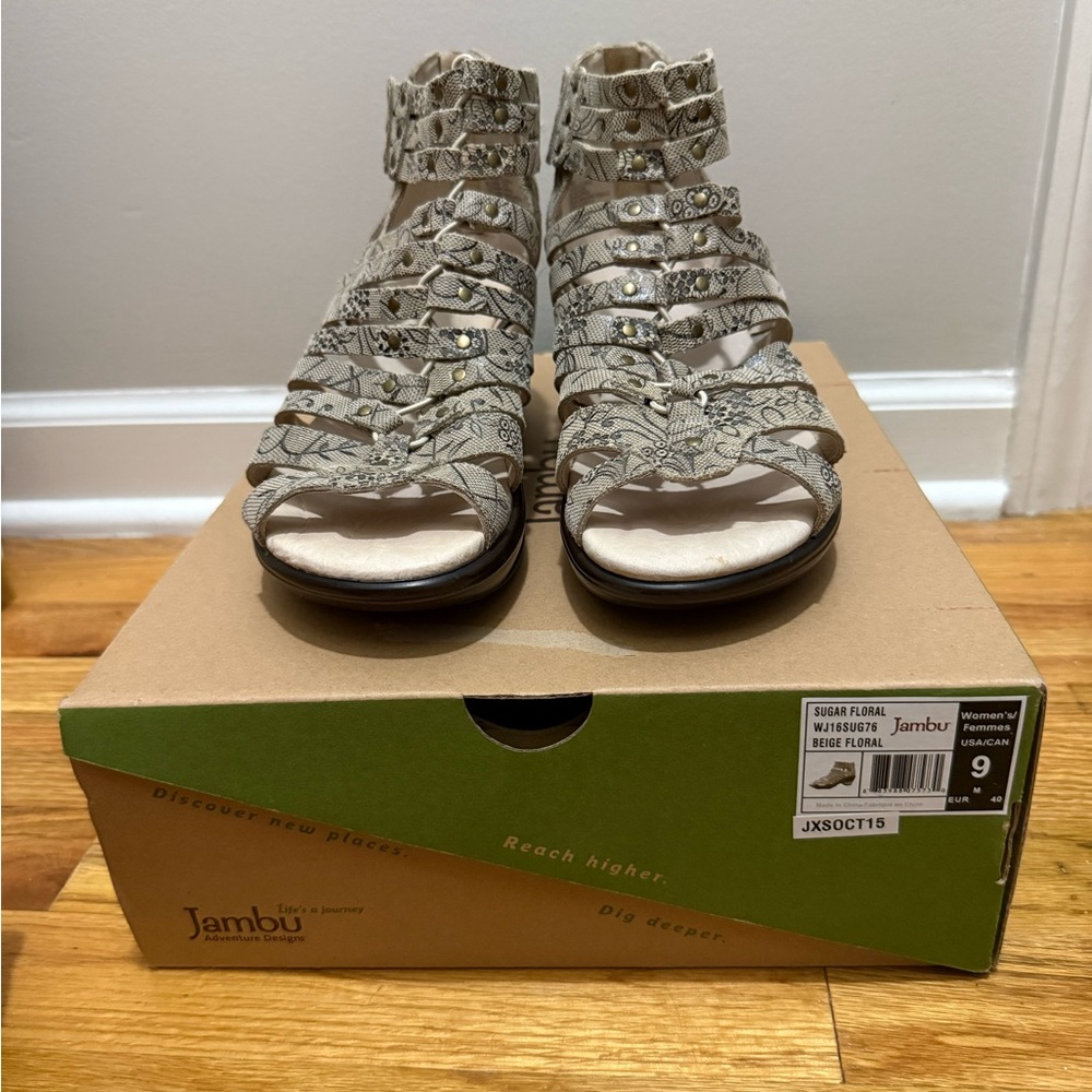 Brand New In Box Jambu Women's Sugar Floral Sandals - Beige (Size 9)